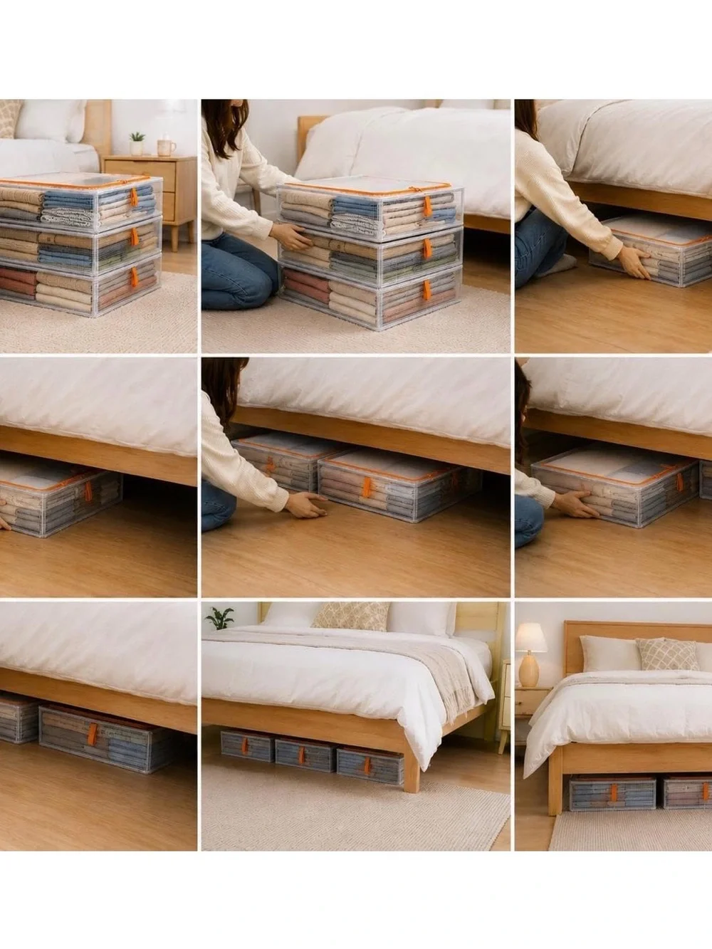 Clear Underbed Bedding Storage Bags, Set of 3